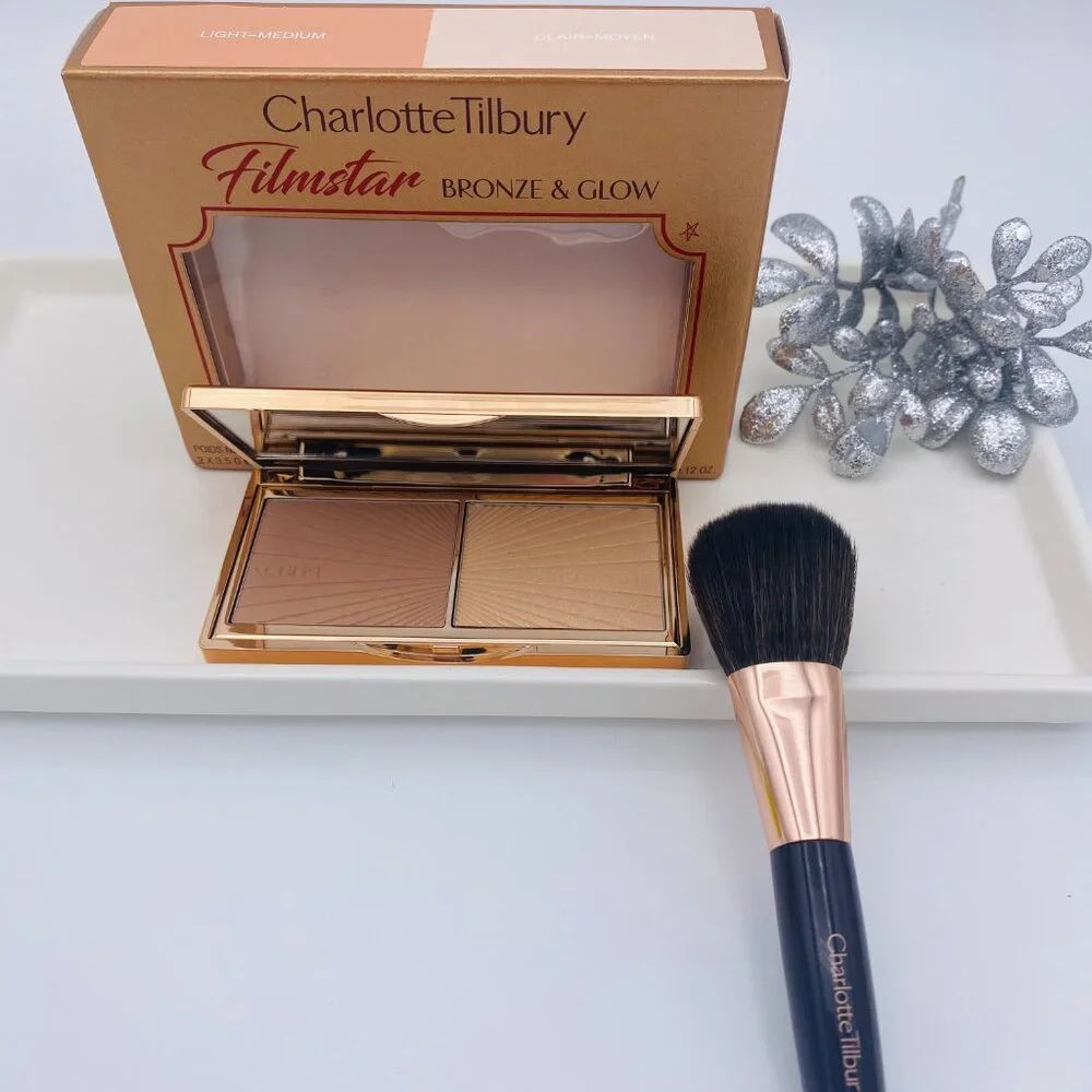 Charlotte Tilbury Beauty Set-Brush & Filmstar Bronze Glow Palette-2pc-BOXED-NEW